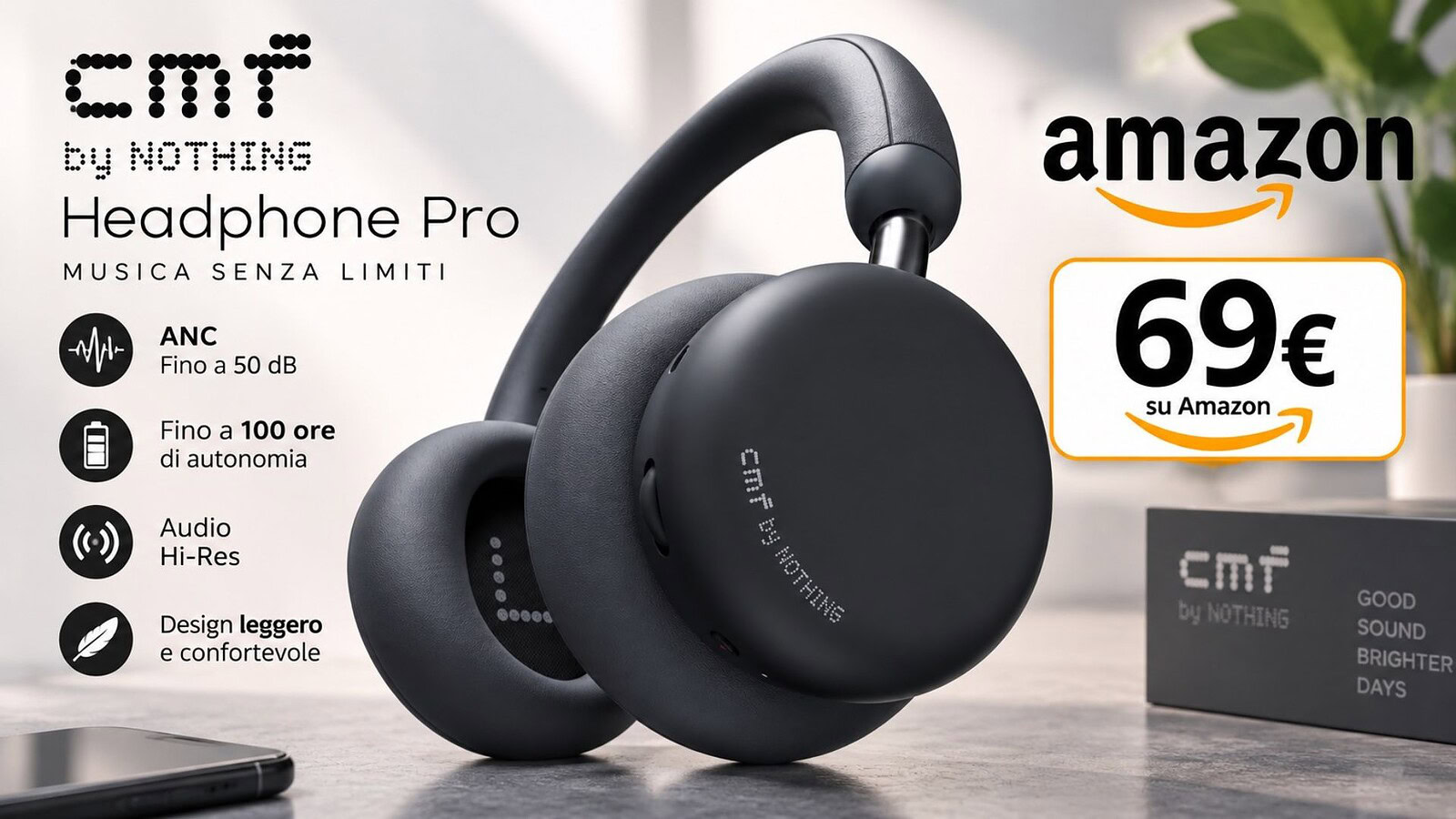 CMF Headphone Pro a 69€: 100 ore di autonomia e ANC 40 dB