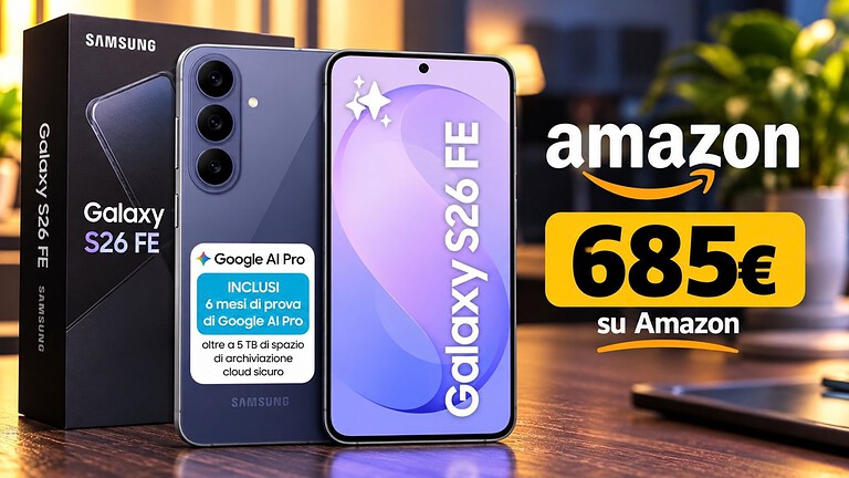 Samsung Galaxy S26 FE a 535 euro su Amazon con doppio sconto
