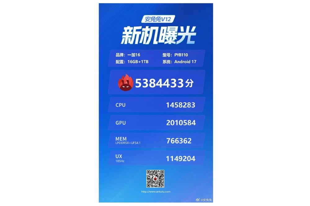 OnePlus 16 AnTuTu OnePlus 16 su AnTuTu: oltre 5,3 milioni di punti