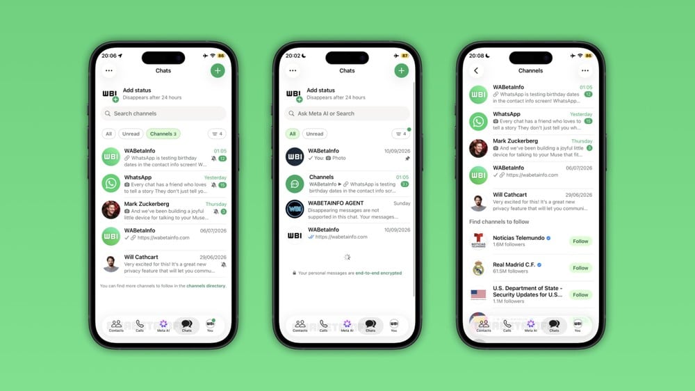 Canali WhatsApp WhatsApp su iPhone testa i Canali nella scheda Chat in tre modi