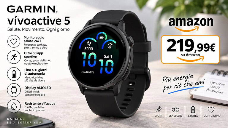 Garmin vivoactive 6 in sconto del 27%: display da 2.000 nit