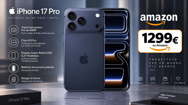 iPhone 17 Pro Max in super promo su Amazon: 1.299 euro