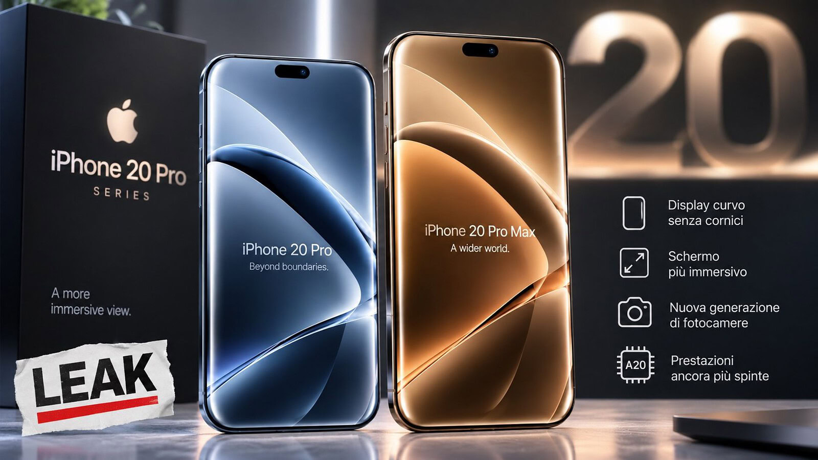 iPhone 20 Pro, display più grande e addio alla Dynamic Island