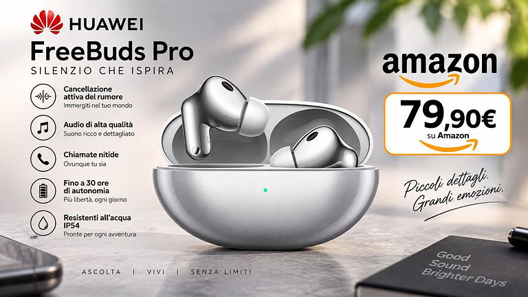 HUAWEI FreeBuds Neo a 79,9€ su Amazon: sconto del 38%