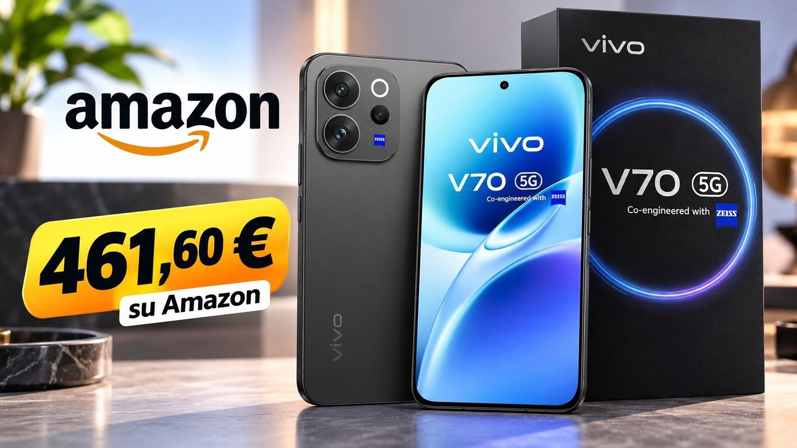 Vivo V70 5G da 256 GB al minimo storico su Amazon: sconto del 29%