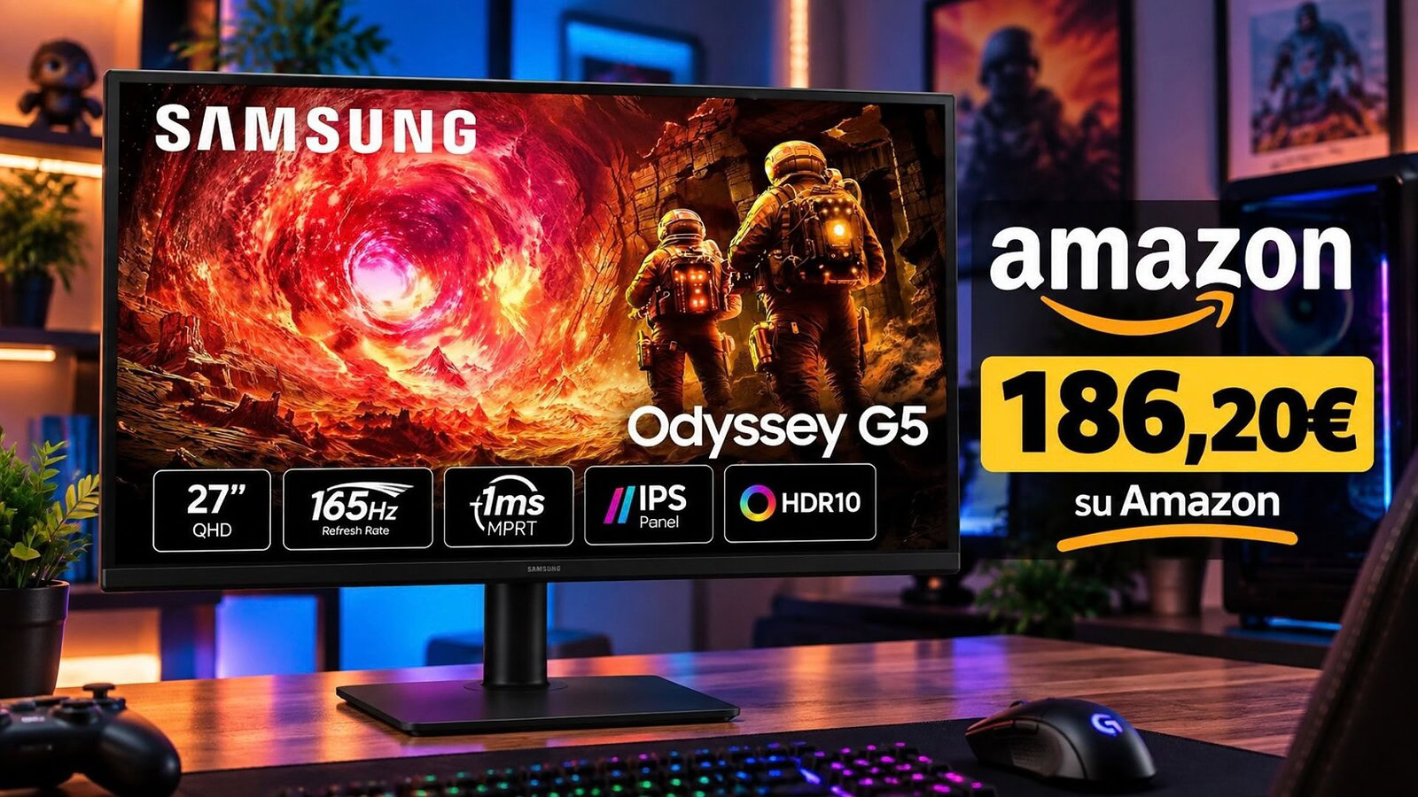 Samsung Odyssey G5 QHD da 27 pollici al minimo storico su Amazon