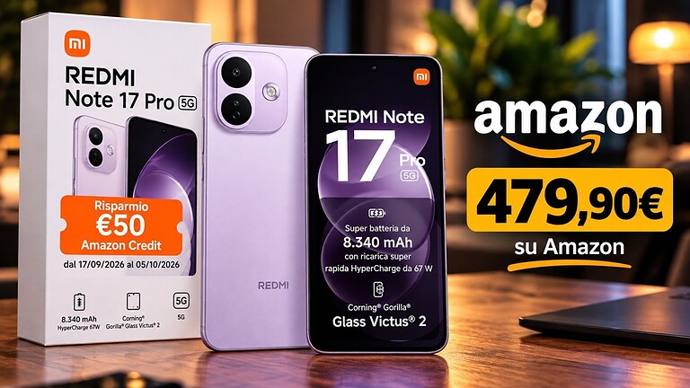 Redmi Note 17 Pro al minimo storico su Amazon con 120€ di sconto