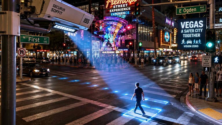 Semafori AI a Las Vegas illuminano i pedoni come su un palco