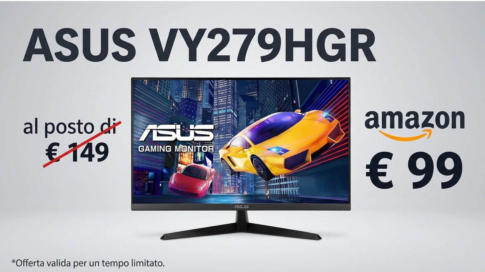 ASUS VY279HGR a 99€: monitor 27 pollici 120 Hz in sconto