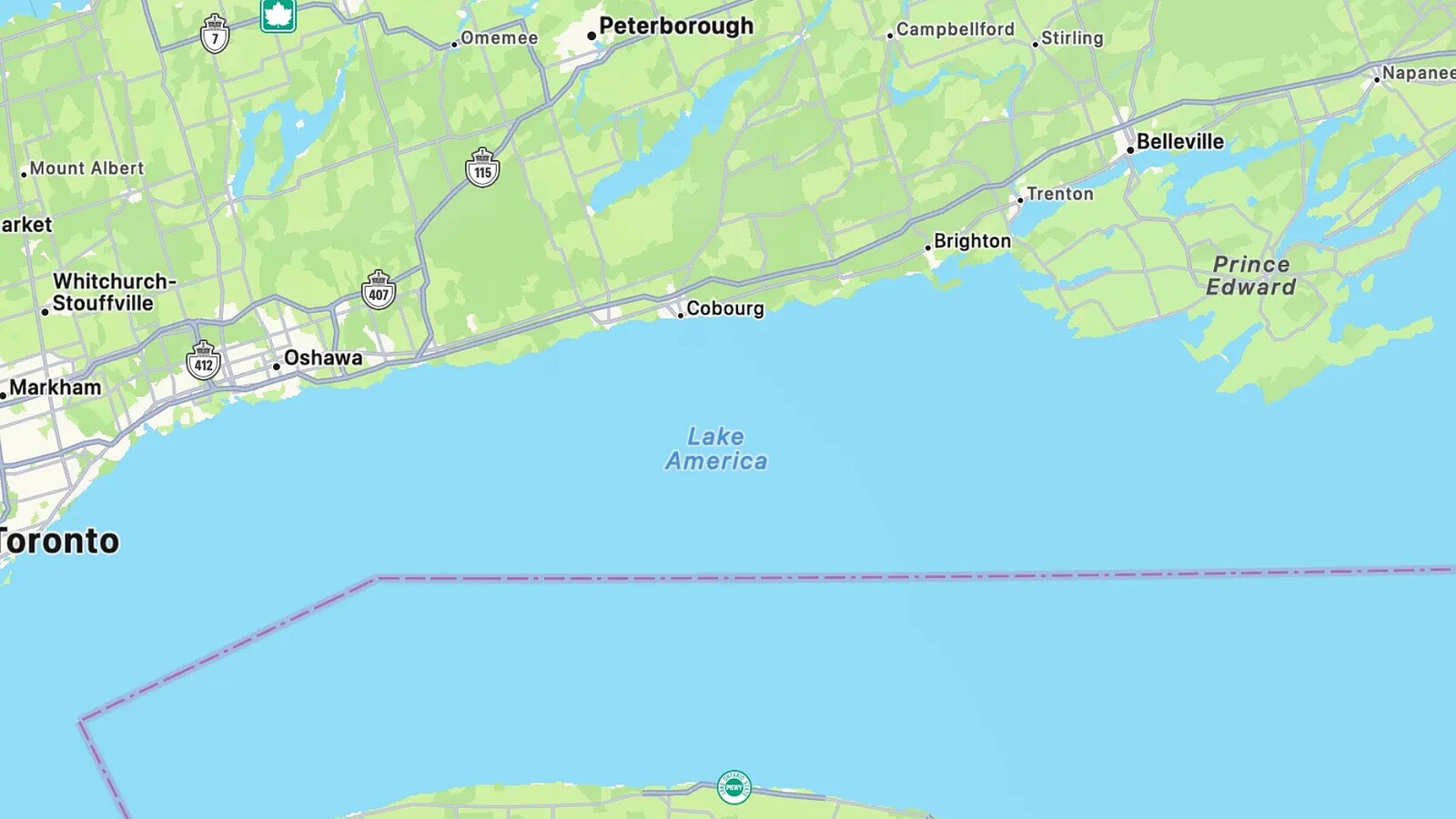 Mappe di Apple, il Lago Ontario diventa Lake America negli USA