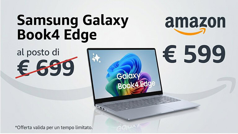 Samsung Galaxy Book 4 Edge crolla a 599 euro su Amazon