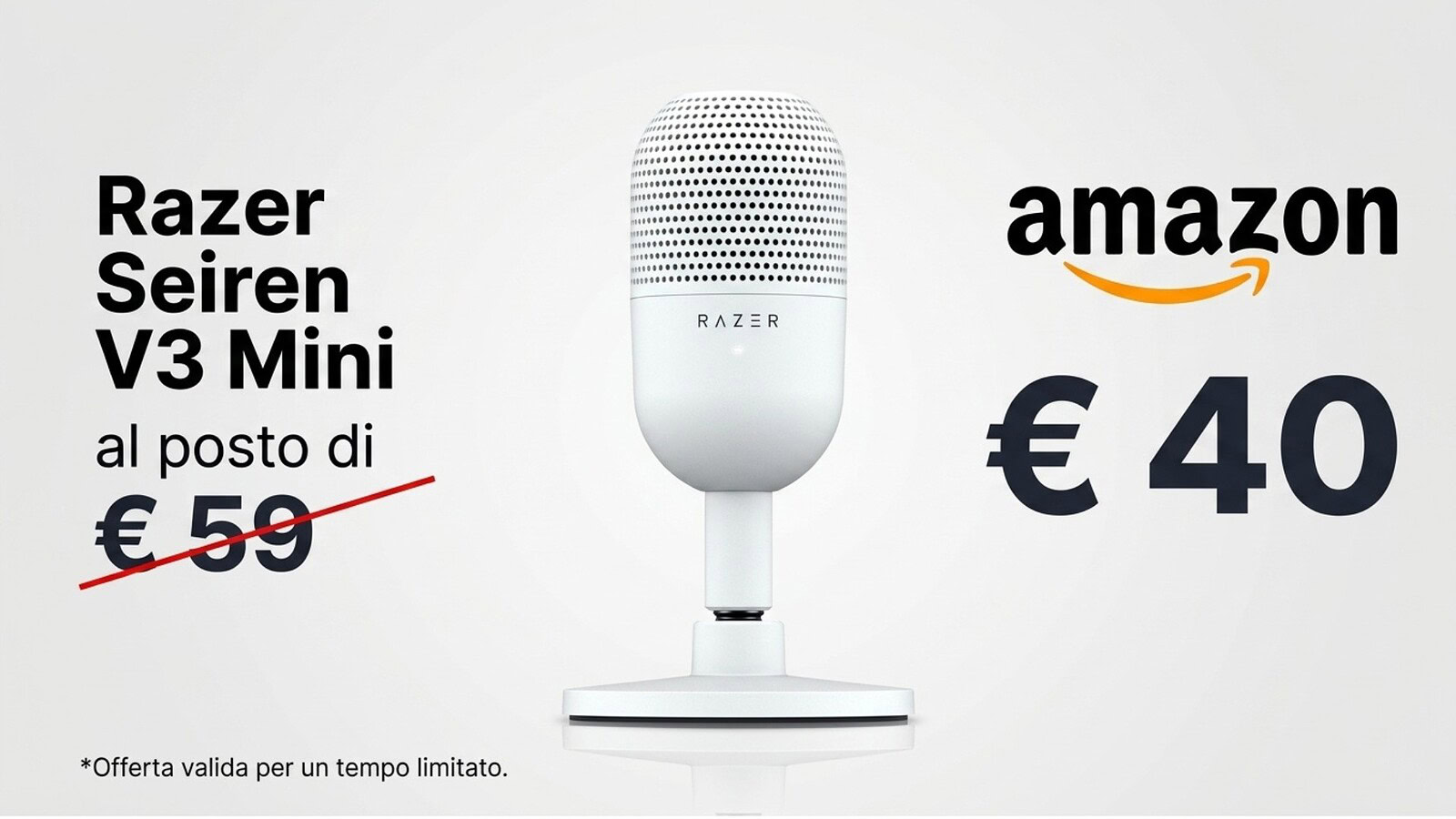 Razer Seiren V3 Mini a 40€ su Amazon: minimo storico -33%