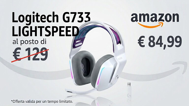 Logitech G733 in offerta: cuffie wireless da gaming a 84,99 euro