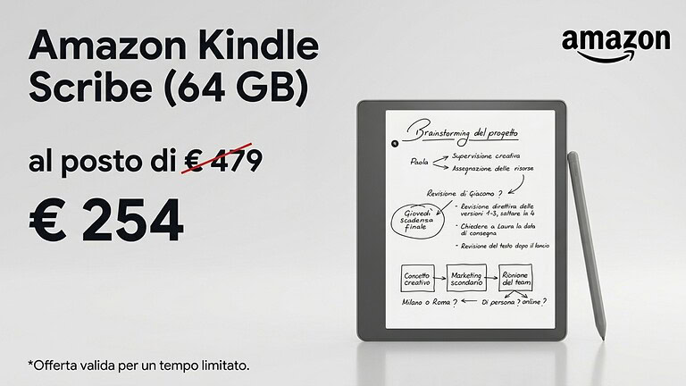 Kindle Scribe 64 GB in sconto su Amazon con penna inclusa