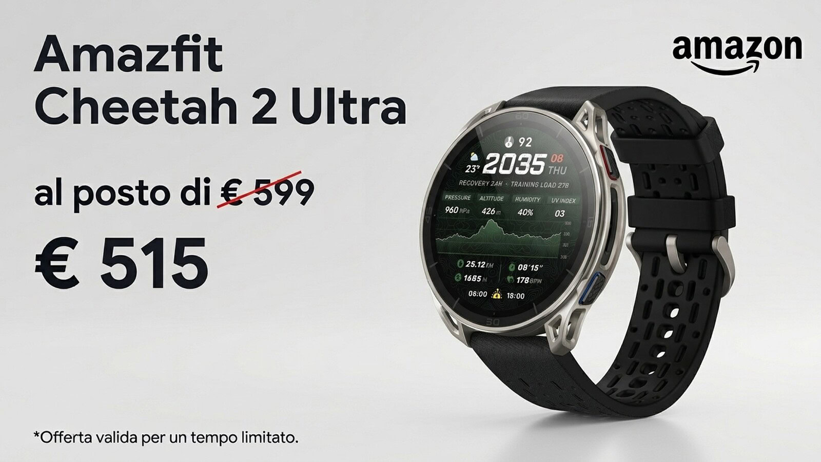 Amazfit Cheetah 2 Ultra a 515,99€: titanio e 30 giorni