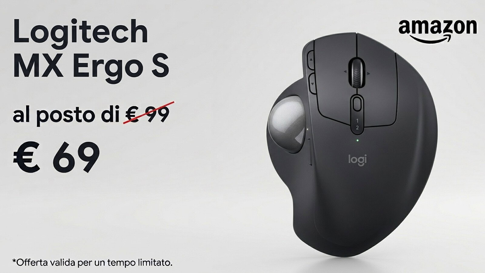 Logitech MX Ergo S a 69,99€ su Amazon: la trackball ergonomica