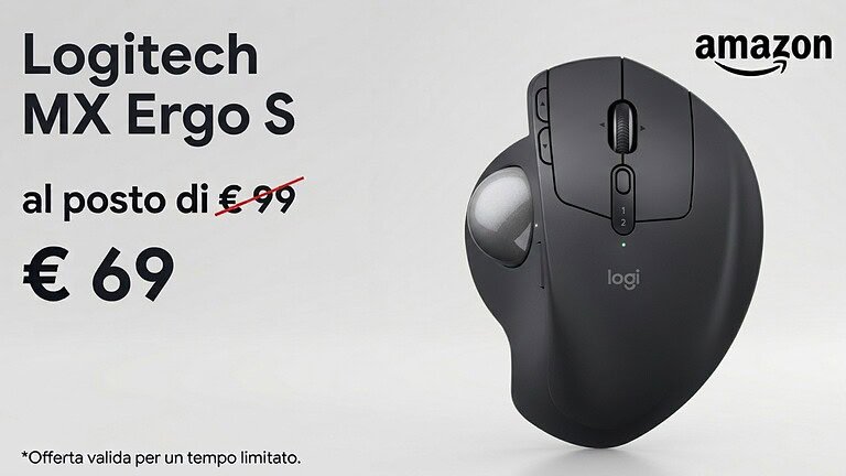 Logitech MX Ergo S a 69,99€ su Amazon: la trackball ergonomica