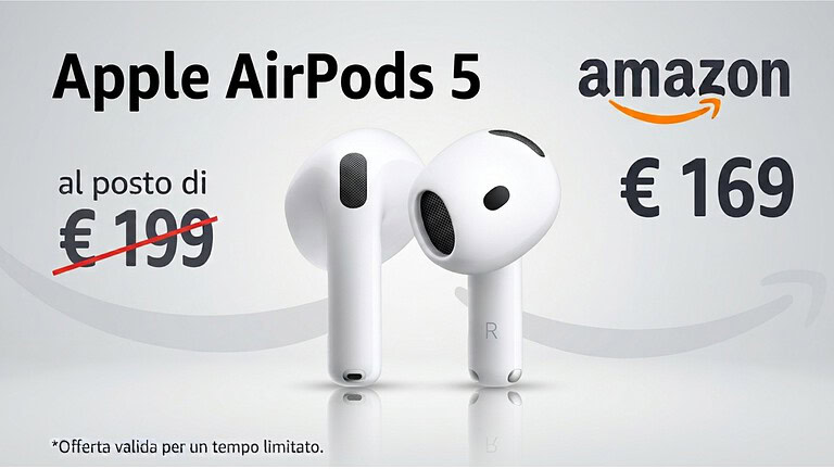 AirPods 5 su Amazon: ANC anche sul modello base a 149 euro