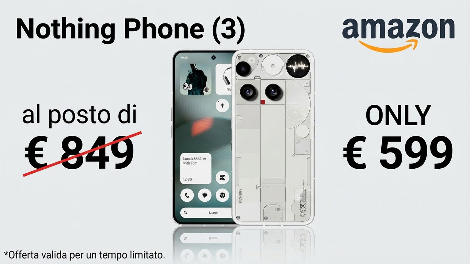 Nothing Phone (3) crolla a 599 euro con la Glyph Matrix