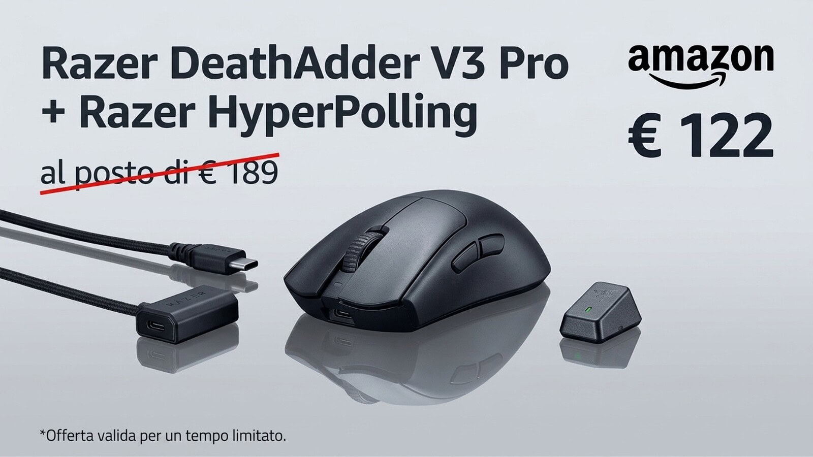 Razer DeathAdder V3 Pro al minimo storico: sconto del 35%