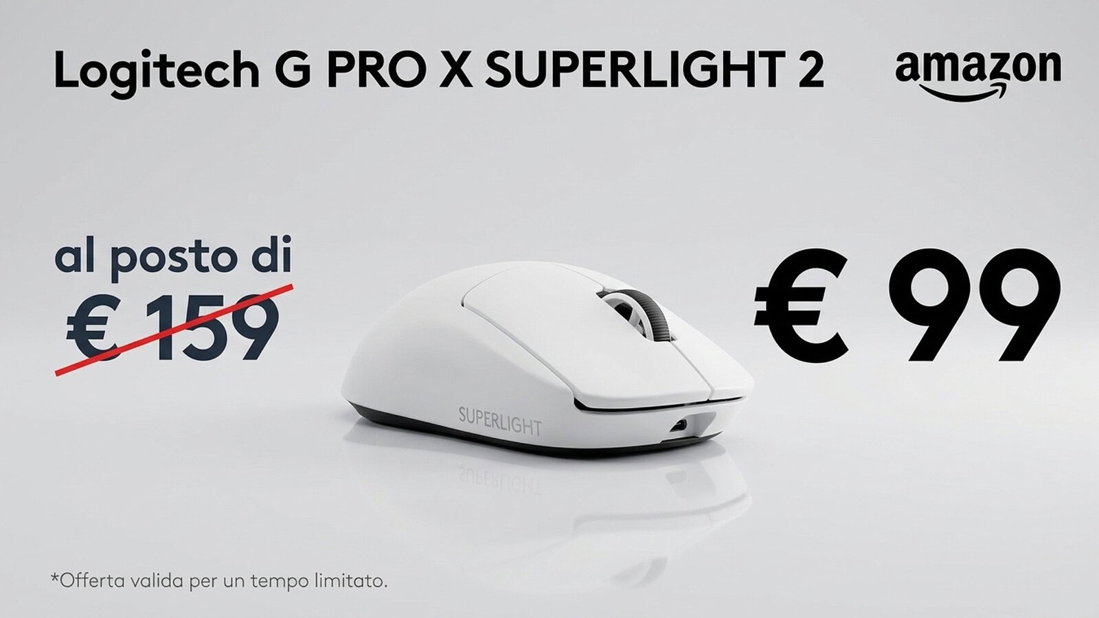 Logitech G PRO X SUPERLIGHT 2 sotto i 100 euro: 60 grammi
