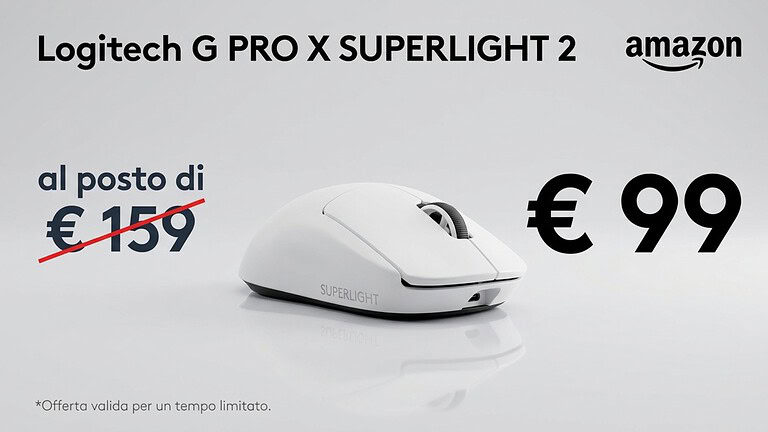Logitech G PRO X SUPERLIGHT 2 sotto i 100 euro: 60 grammi