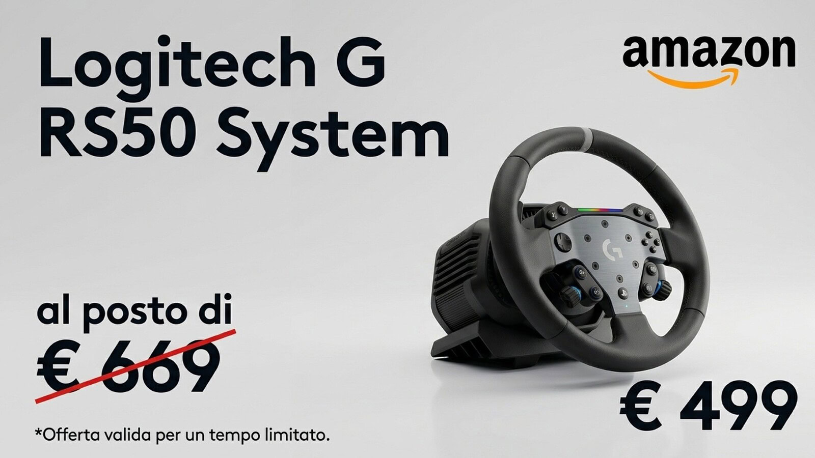 Logitech G RS50 in offerta: base Direct Drive 8 Nm a 499€