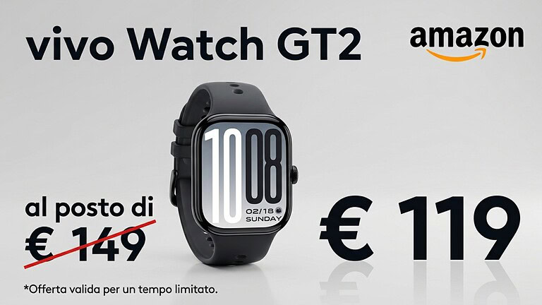 Vivo Watch GT2 a 119 euro: 25 giorni di autonomia e padel