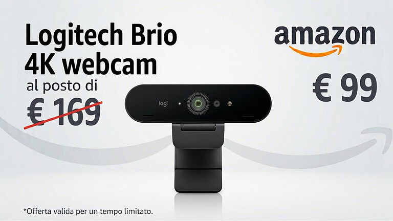 Logitech Brio 4K al minimo storico su Amazon: l'offerta