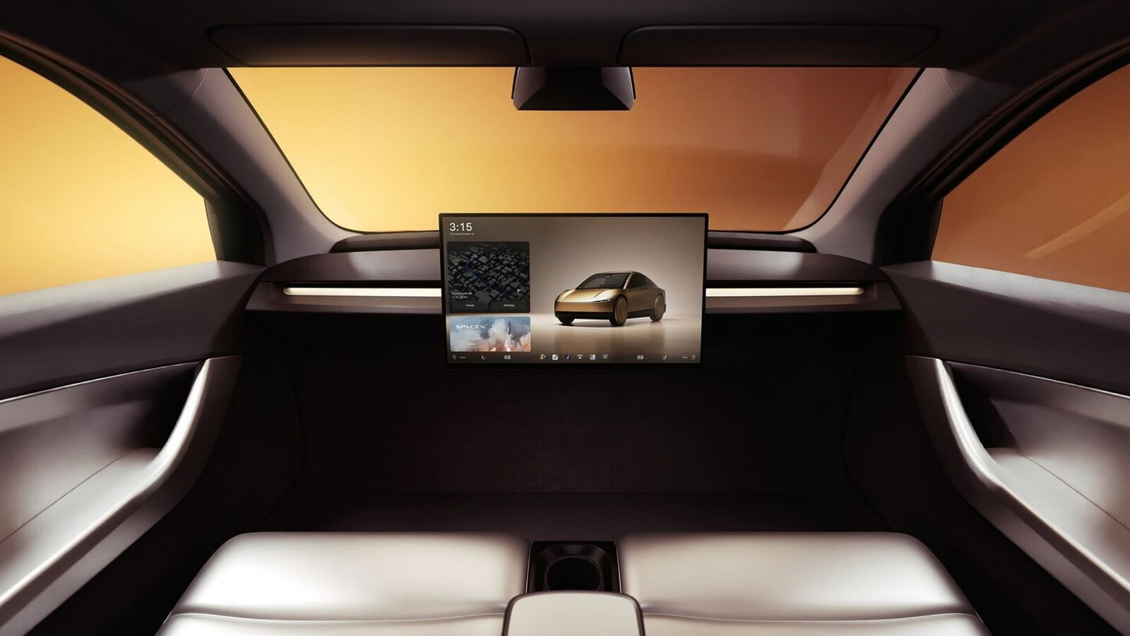 Tesla Cybercab, spunta un volante virtuale sul touchscreen