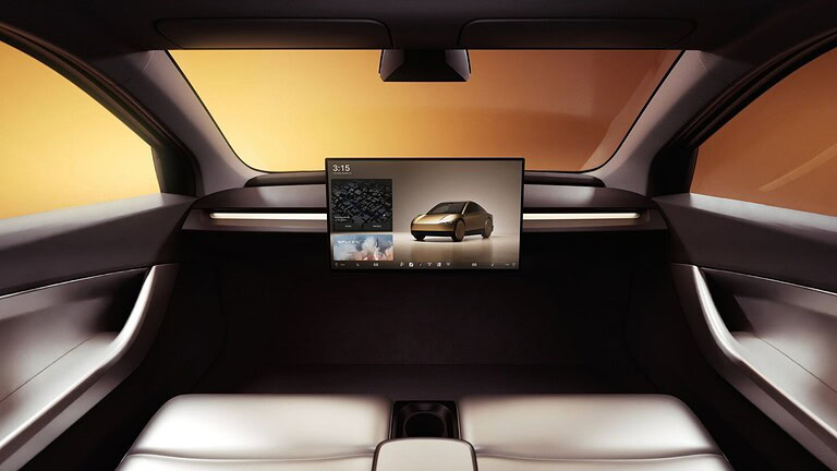 Tesla Cybercab, spunta un volante virtuale sul touchscreen