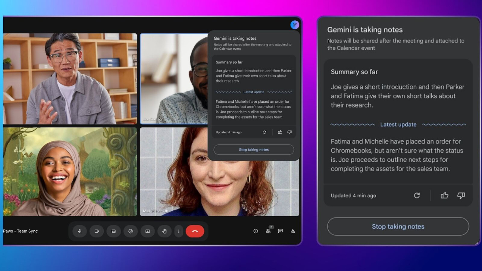 Google Meet: Quick notes riassume la riunione in una pagina