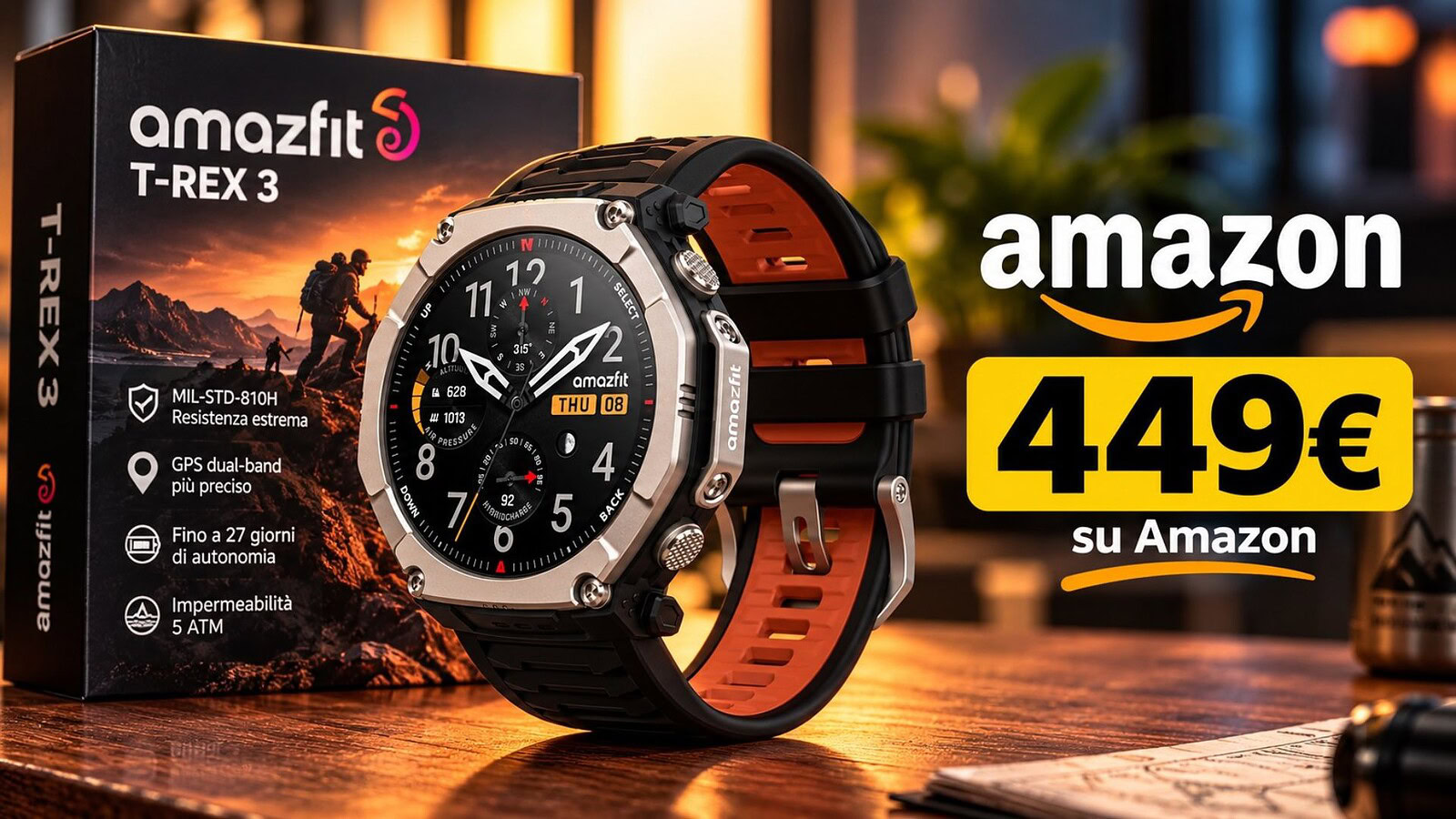 Amazfit T-Rex Ultra 2 già al minimo storico a 449,98 euro