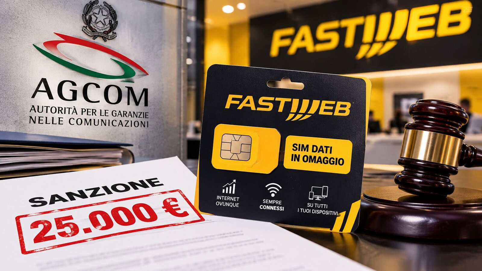 Fastweb multata da AGCOM: 25.000 euro per la SIM dati in omaggio