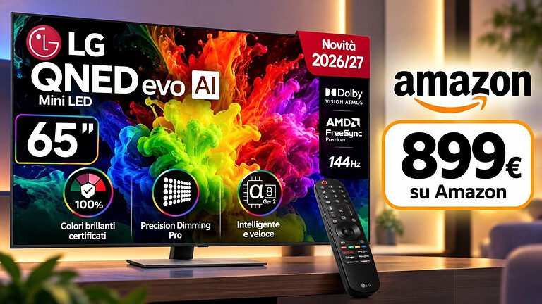 LG QNED Mini LED da 65 pollici scende a 899€ su Amazon