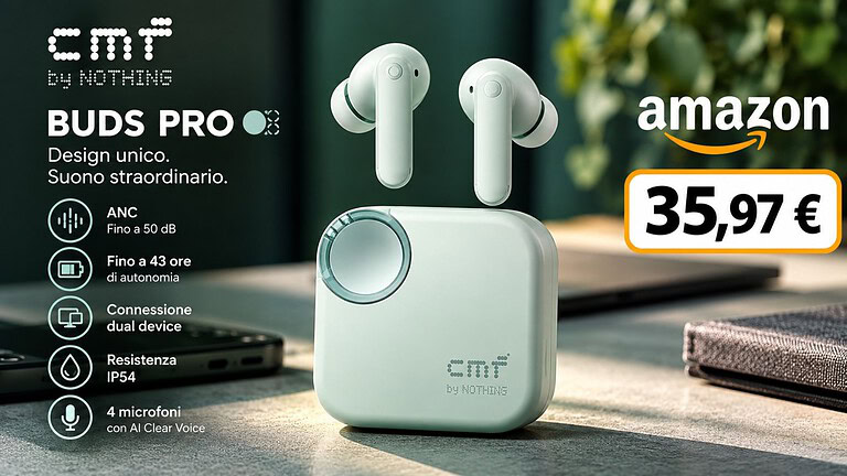 CMF by Nothing Buds 2 a 35,97€ su Amazon: ANC da 48 dB e 55 ore