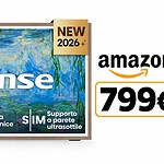 Hisense Canvas TV 55S7S al minimo storico: QLED 144Hz a 799 euro