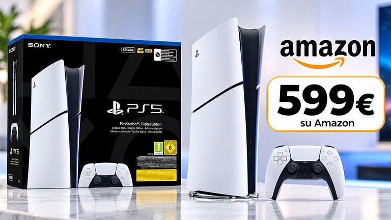 PS5 Digital a 559 euro su Amazon, sconto al check-out e 5 rate