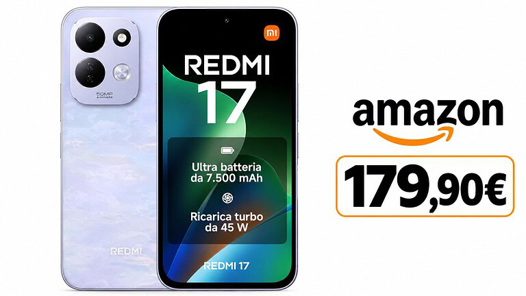 Redmi 17 a 179,9 euro su Amazon: batteria da 7500 mAh e 120Hz