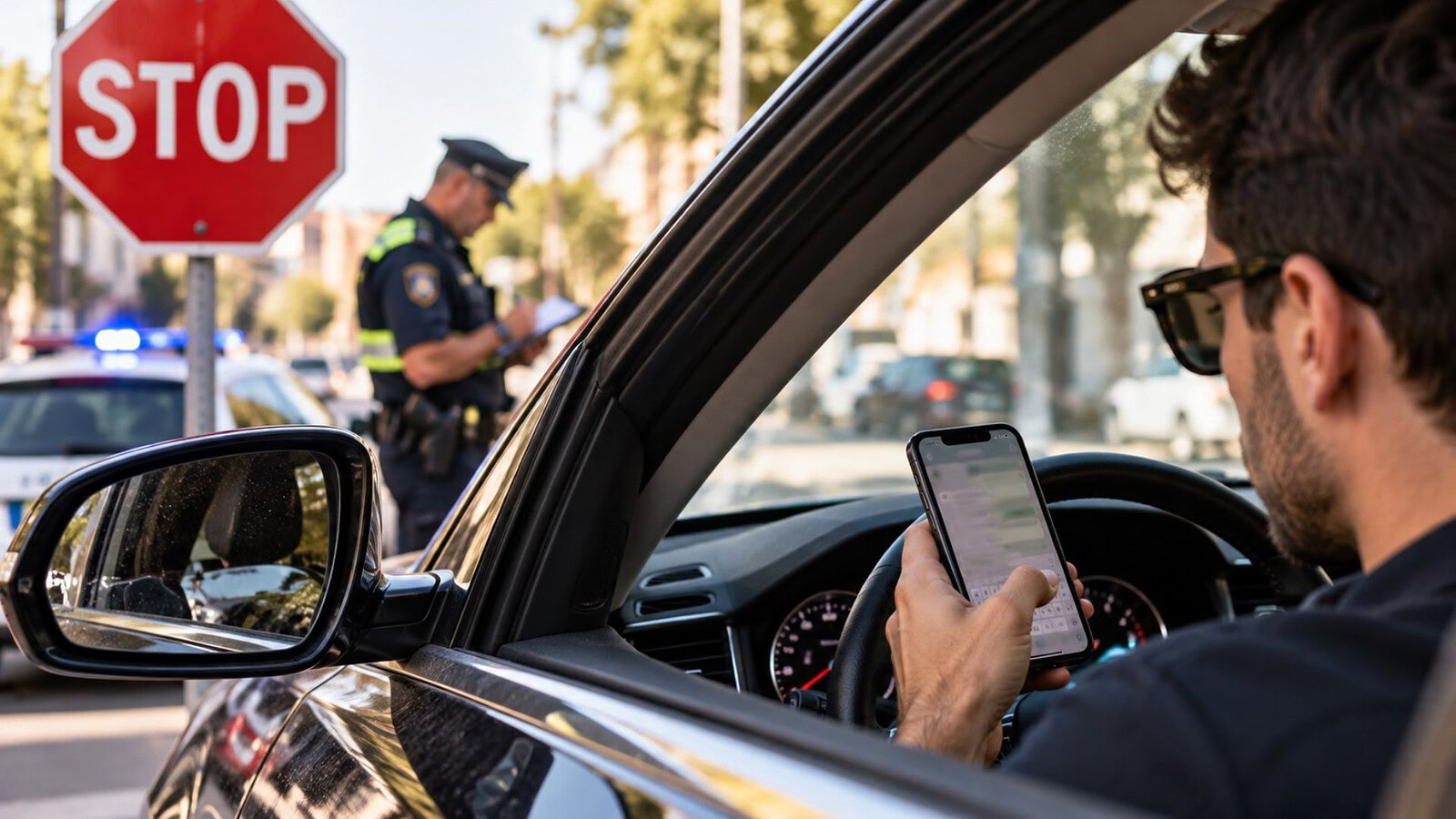 Patente sospesa a una mamma per il cellulare allo Stop