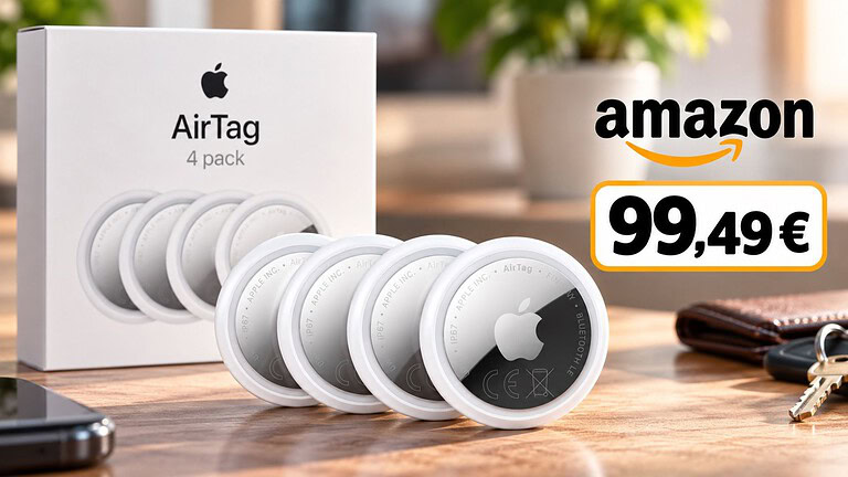AirTag 2 su Amazon in promo: 4 pezzi a 99,49€, minimo storico