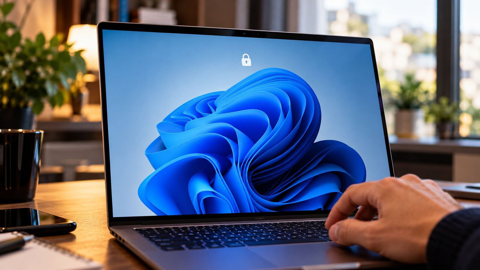 Windows 11 testa un Lock Screen con PIN, volto e impronta attivi