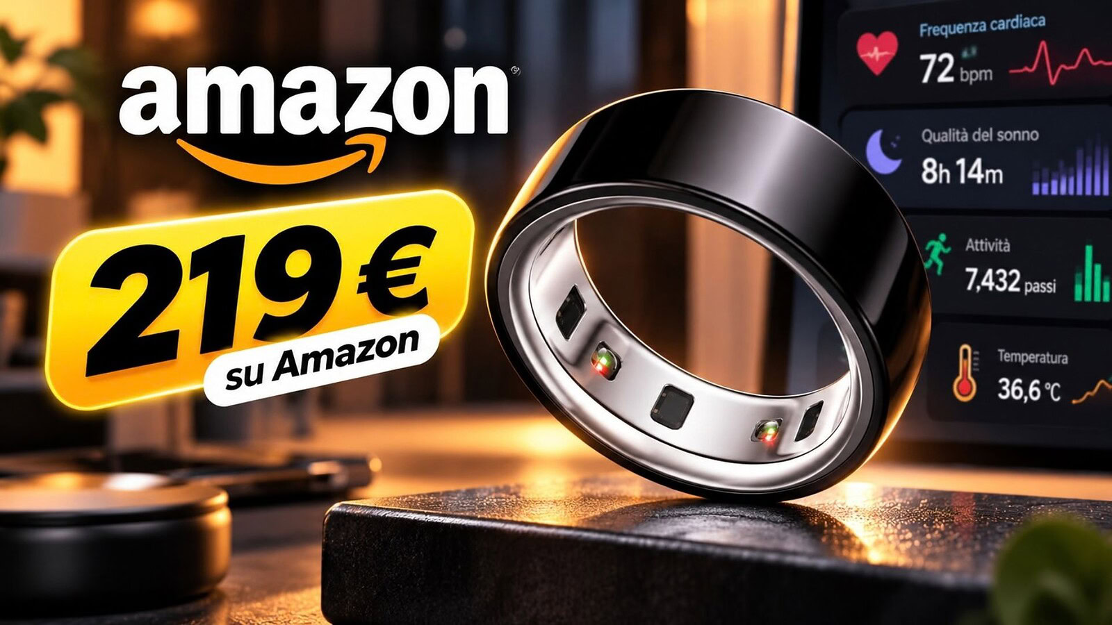 Oura Ring 4 in titanio scende a 219€ su Amazon con sconto del 17%