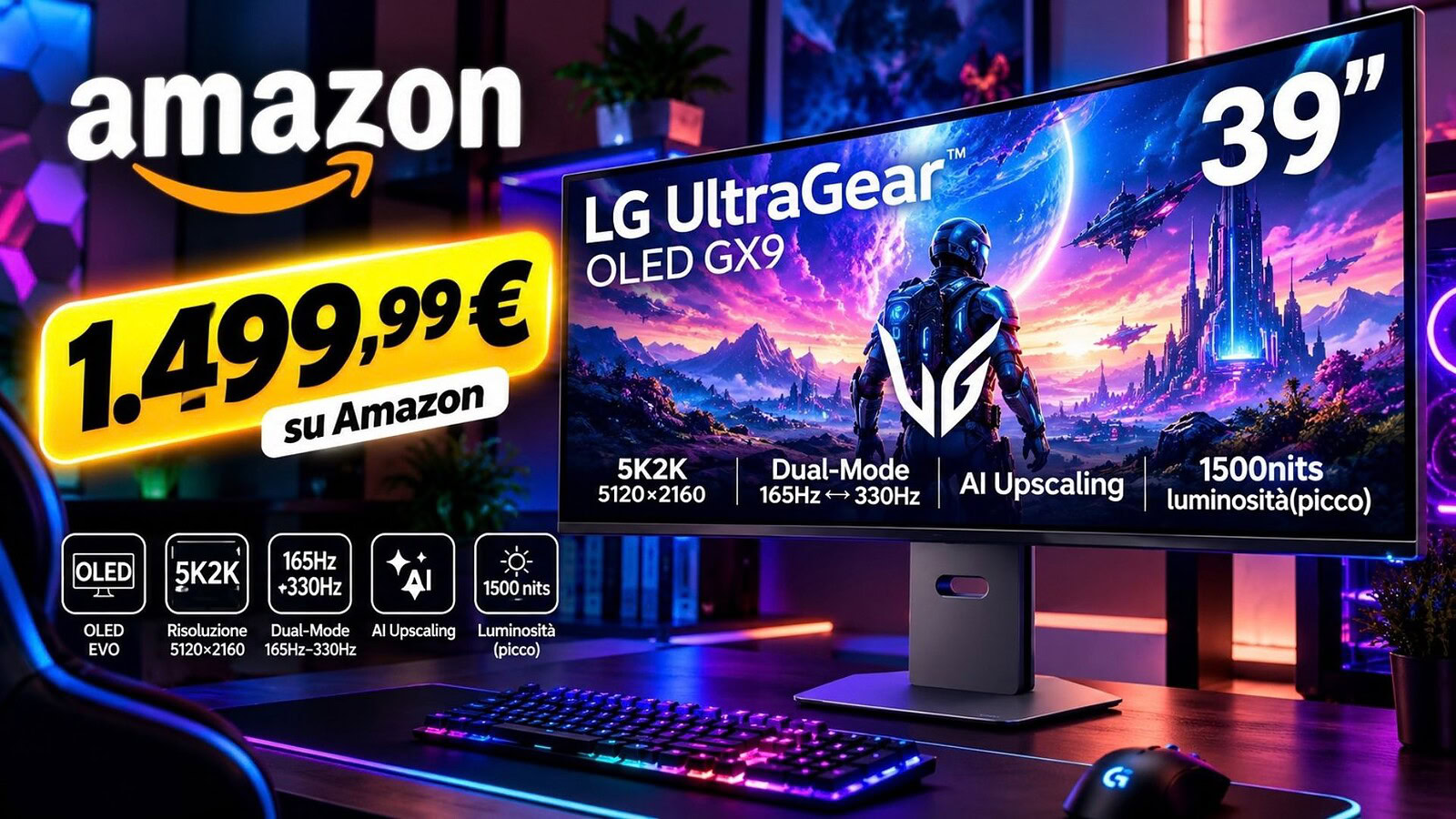 LG UltraGear evo AI 39 pollici al minimo storico su Amazon