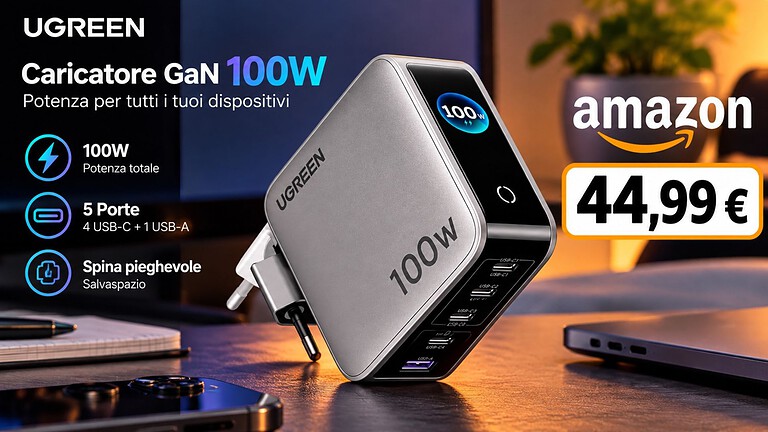 UGREEN Nexode Pro 100W con display a colori a 44,99€ su Amazon