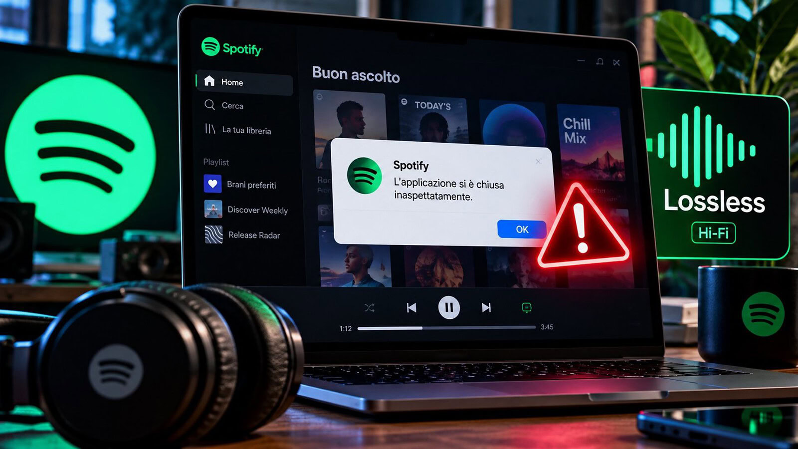 Spotify, l'audio lossless manda in crash l'app desktop
