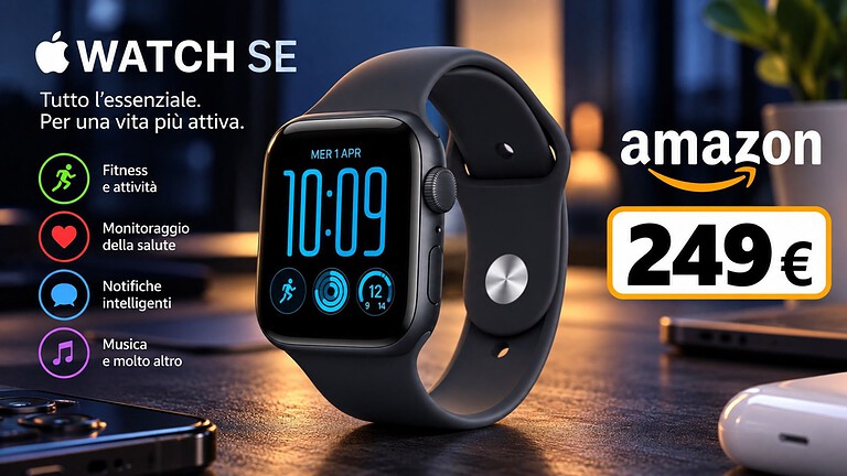 Apple Watch SE 3 da 44 mm a 249€ su Amazon, con chip S10