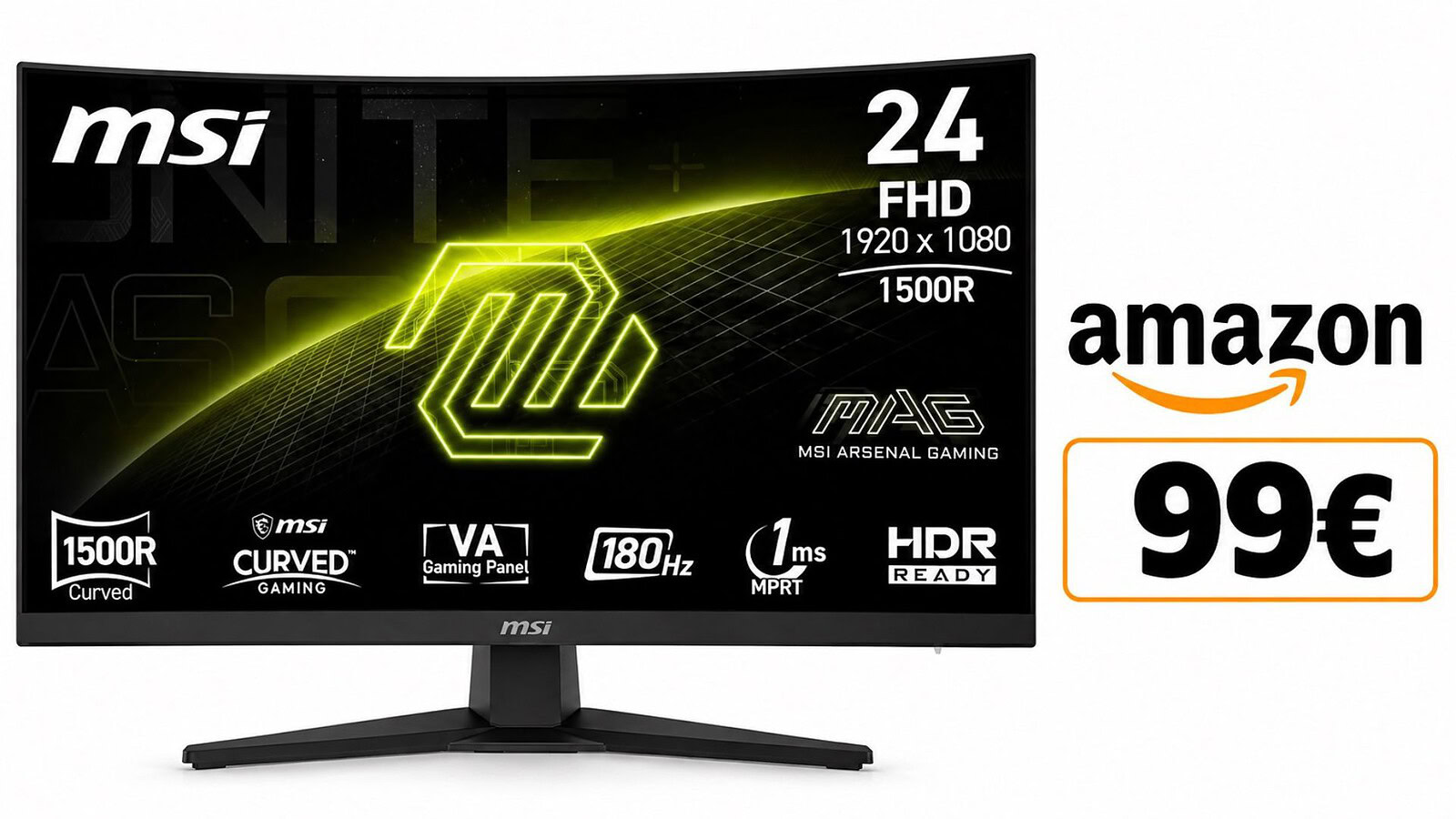 Monitor gaming MSI curvo a 99€: 180 Hz al minimo storico