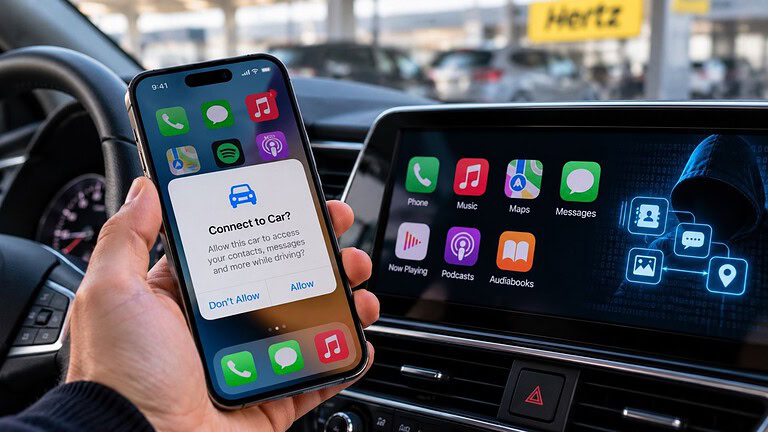 Auto a noleggio, non collegate il vostro smartphone: ecco perché