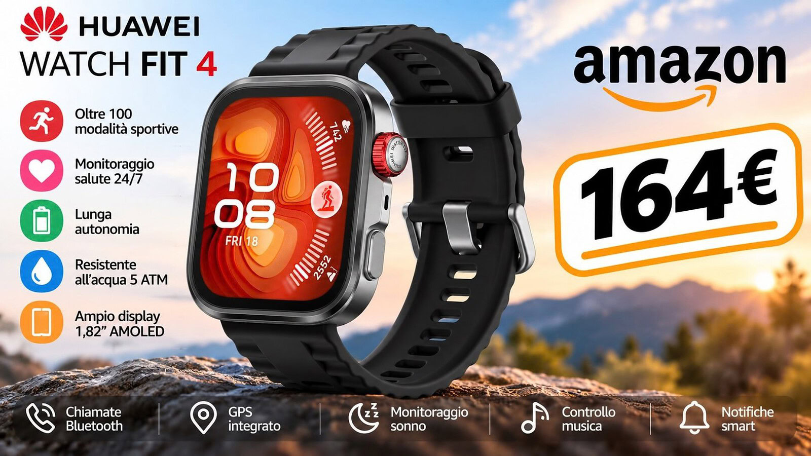 Huawei Watch Fit 4 Pro a 156 euro su Amazon, anche in 5 rate